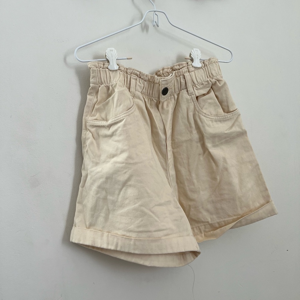 High waisted cream shorts
